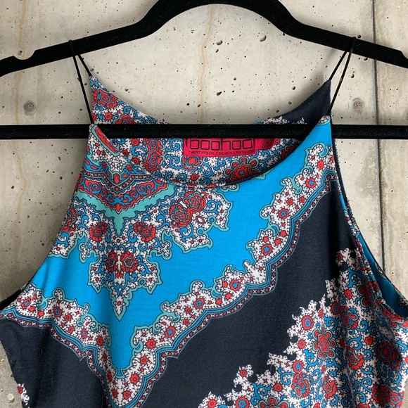 Turquoise and Black Print Dress - Picture 3 of 5